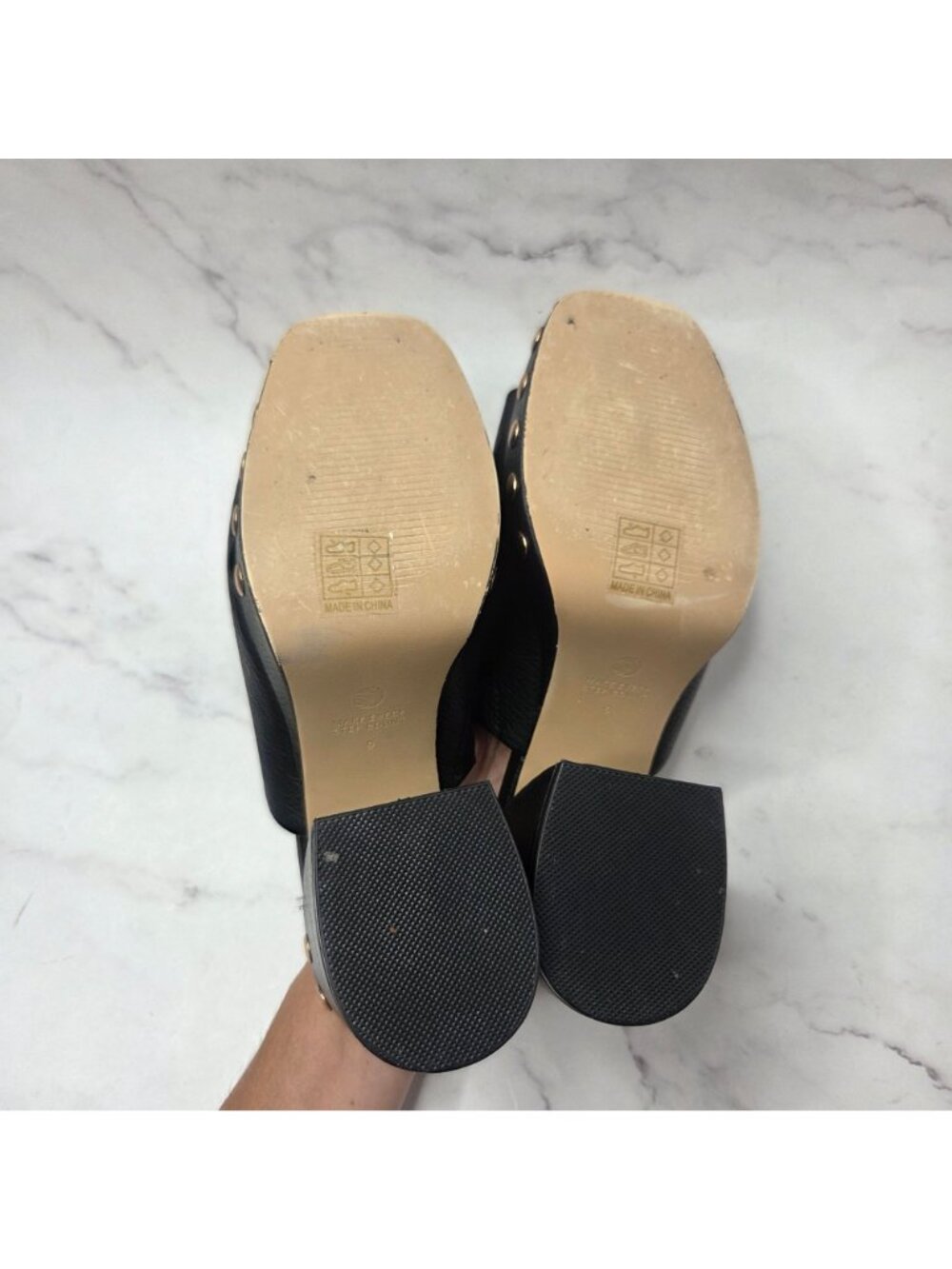 Oasis Society Leona Vegan Leather Studded Mule Platform Heelds Chunky Y2K 9 - Picture 7 of 8